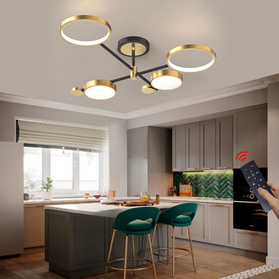 LED полилей с дистанционно управление Мария, 4 елемента, 44W, гореща/студена/неутрална светлина, недобросъвестно, злато