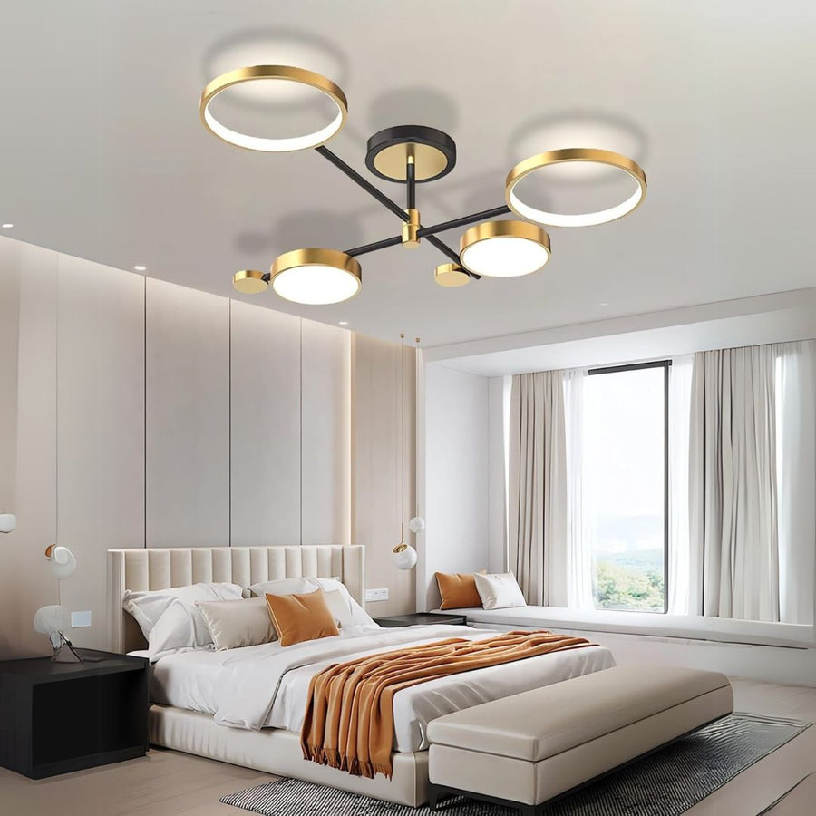 LED полилей с дистанционно управление Мария, 4 елемента, 44W, гореща/студена/неутрална светлина, недобросъвестно, злато