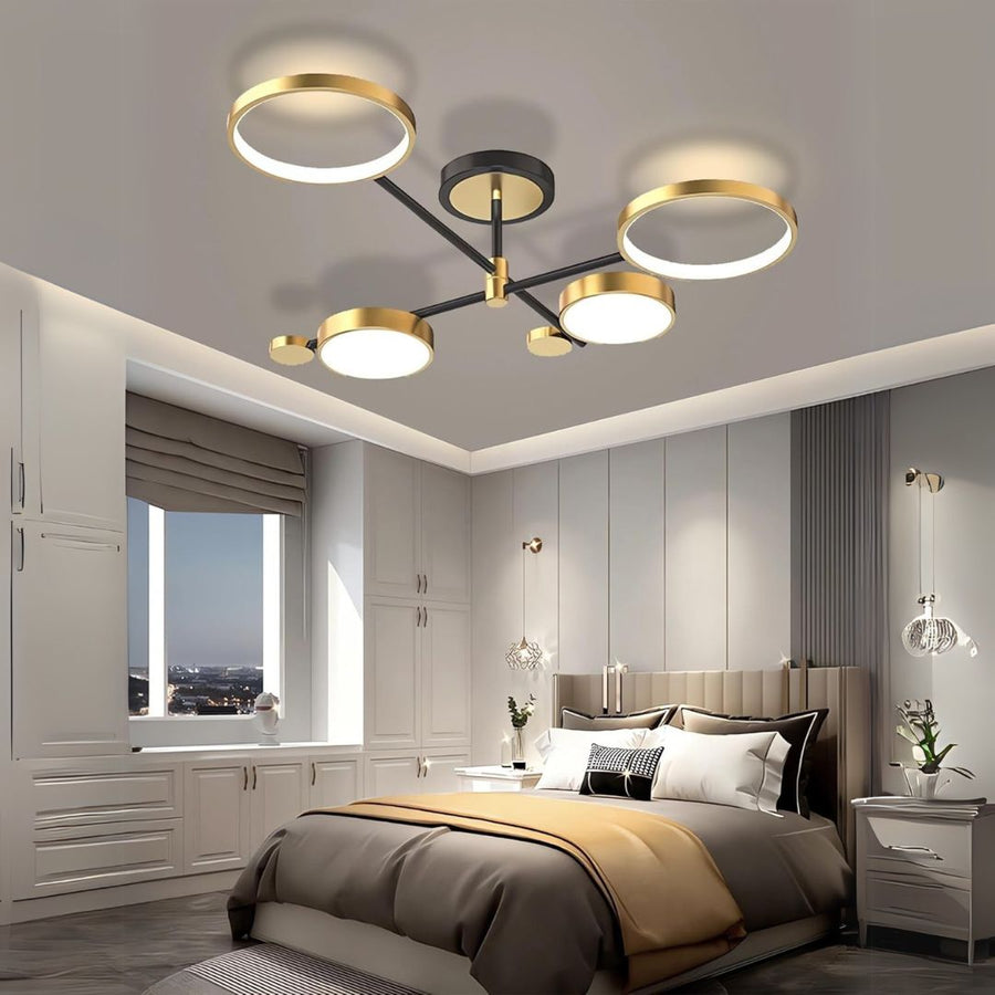 LED полилей с дистанционно управление Мария, 4 елемента, 44W, гореща/студена/неутрална светлина, недобросъвестно, злато