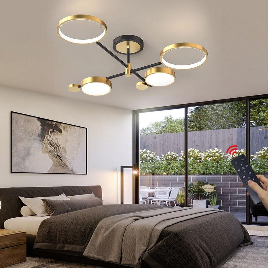 LED полилей с дистанционно управление Мария, 4 елемента, 44W, гореща/студена/неутрална светлина, недобросъвестно, злато