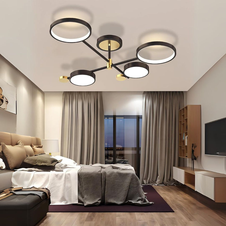 LED полилей с дистанционно управление Мария, 45W, 4 елемента, гореща/студена/неутрална светлина, нестабилна, черна