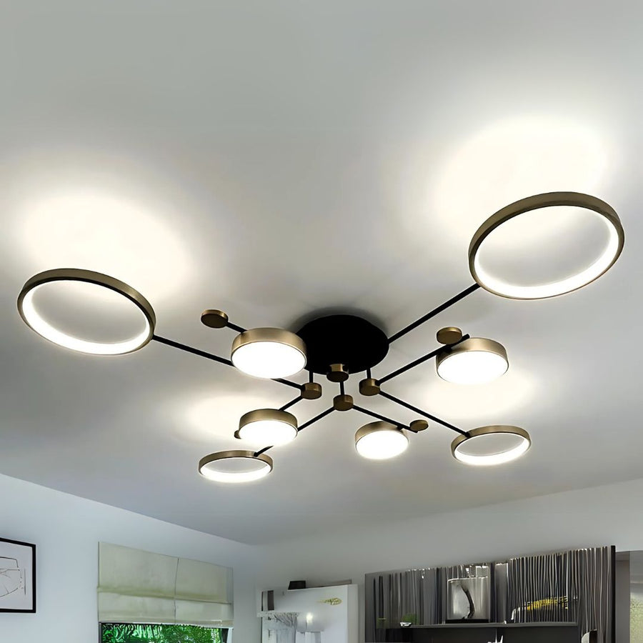 Водеща похот на телекомда Мария, 63W, 8 елемента, гореща/студена/неутрална светлина, недобросъвестно, черно/злато