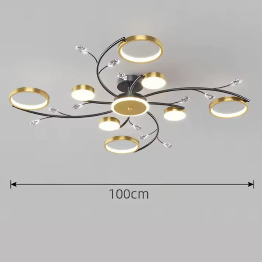 LED полилей KARINA с дистанционно управление, 65W, 8 елемента, топла/студена/неутрална светлина, димируем, златен