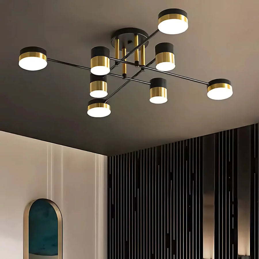 LED полилей с Mario Remote Control, 56W, 8 елемента, студена/гореща/неутрална светлина, недобросъвестно, черно/златисто