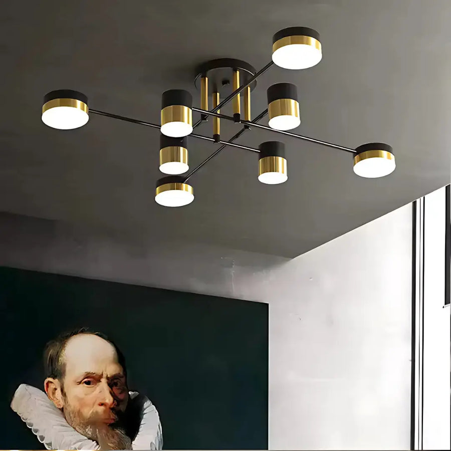 LED полилей с Mario Remote Control, 56W, 8 елемента, студена/гореща/неутрална светлина, недобросъвестно, черно/златисто