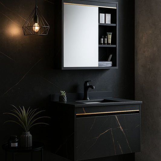 Комплект мебели за баня 60x50cm 2 черни парчета