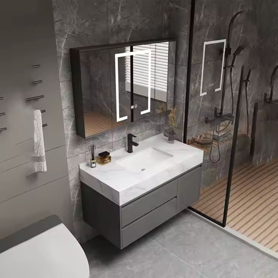 Комплект мебели за мебели за баня на Santorini, 80x50см, 2 парчета, сиво и бяло