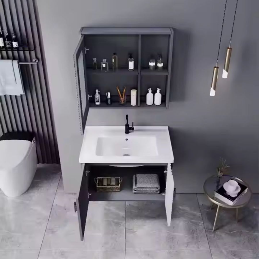 Комплект мебели за баня Mykonos, 80x40см, 2 парчета, сиво и бяло