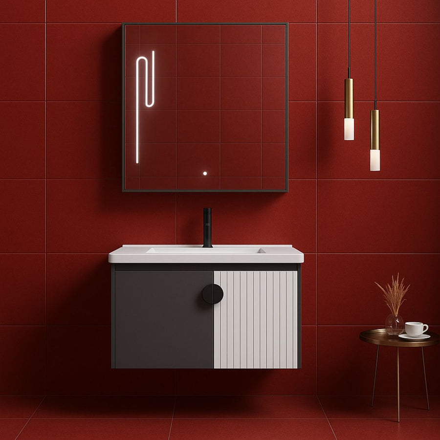 Комплект мебели за баня Mykonos, 60x40 cm, 2 парчета, сиво и бяло