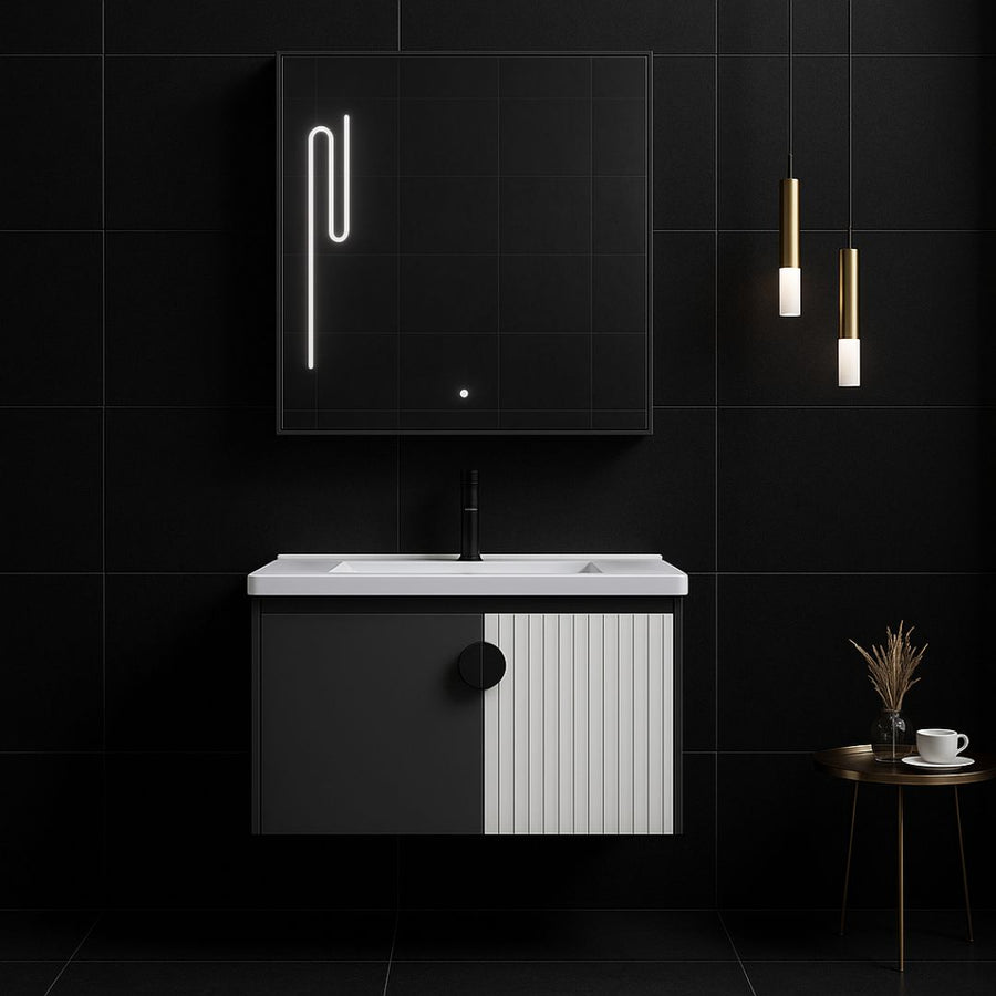 Комплект мебели за баня Mykonos, 60x40 cm, 2 парчета, сиво и бяло