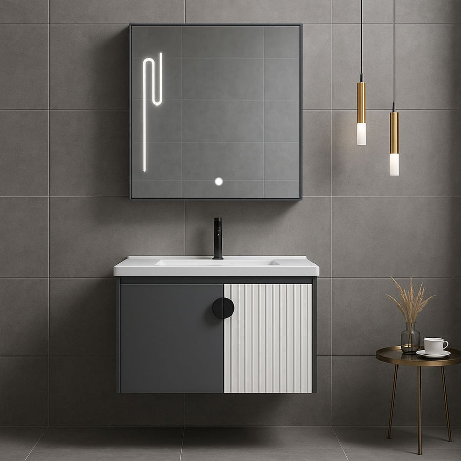 Комплект мебели за баня Mykonos, 60x40 cm, 2 парчета, сиво и бяло