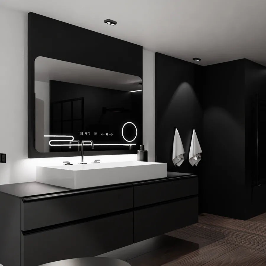 Правоъгълно светодиодно огледало, 120x80см, Harmonie Motionglow Marcello, заместник -система, часовник и термометър, козметичен луп