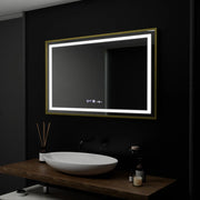 Правоъгълно светодиодно огледало, 100x80см, Royale Gold Motion Glow Marcello, отдели за отделение, часовник и термометър, размирен
