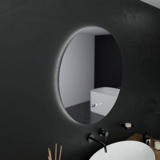 Кръгло светодиодно огледало, 60 см, серена motionglow marcello, система за размразяване, часовник и термометър, размирен