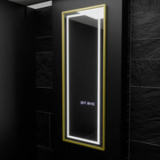 Правоъгълно светодиодно огледало, 45x140cm, радар на сензора Elena Marcello, Desbriation System, Clock & Thermomet