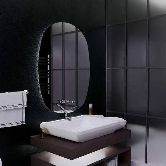 Овално LED огледало, 60x80см, Ranya Sensor Motionglow Marcello, система за деактивиране, часовник и термометър, нестабилен
