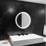 Кръгло LED огледало, 50 см, Celeste Majes Noir Eleva Motionglow Marcello, система за деактивиране, часовник и термометър, Davable