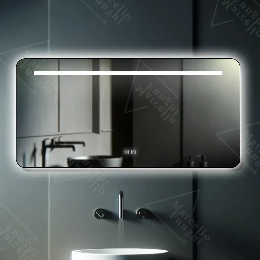 Rectangular LED mirror, 110x65cm, Touch Estassia Marcello, Defrosting System, Dimable