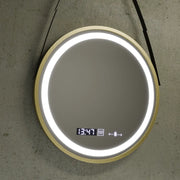 Кръгло LED огледало, 60 см, Celeste Royale Gold Eleve Motionglow Marcello, система за демонтиране, часовник