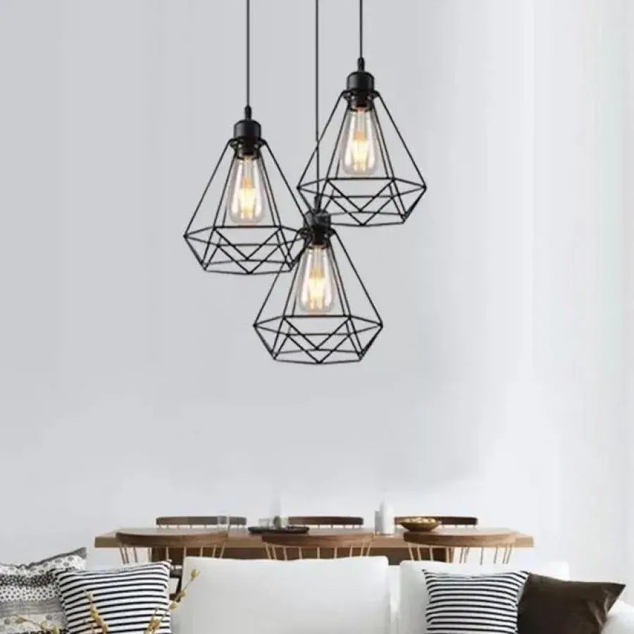 По -улбърна диамантена форма, Struktur, 3xe27, черен, метален