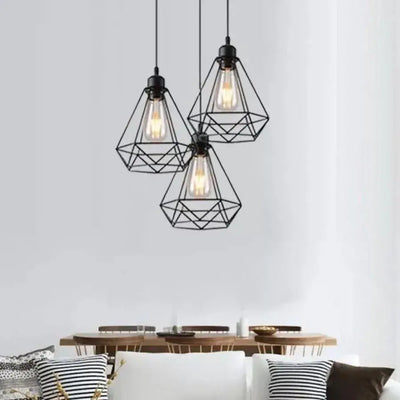 По -улбърна диамантена форма, Struktur, 3xe27, черен, метален