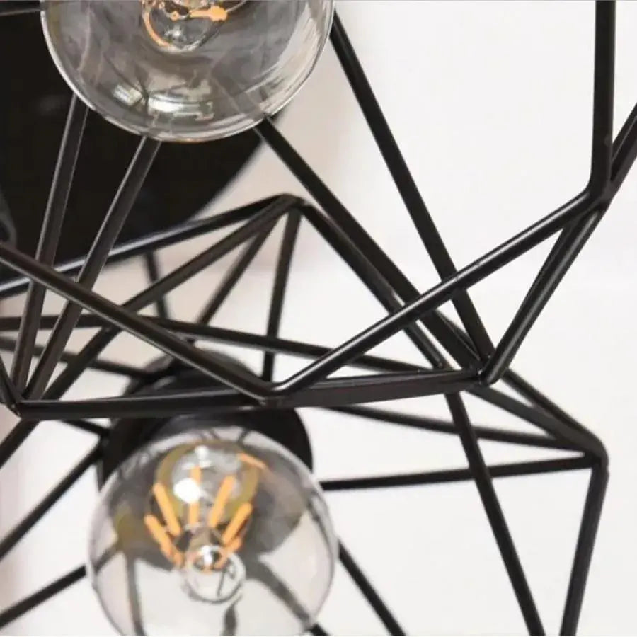 По -улбърна диамантена форма, Struktur, 3xe27, черен, метален