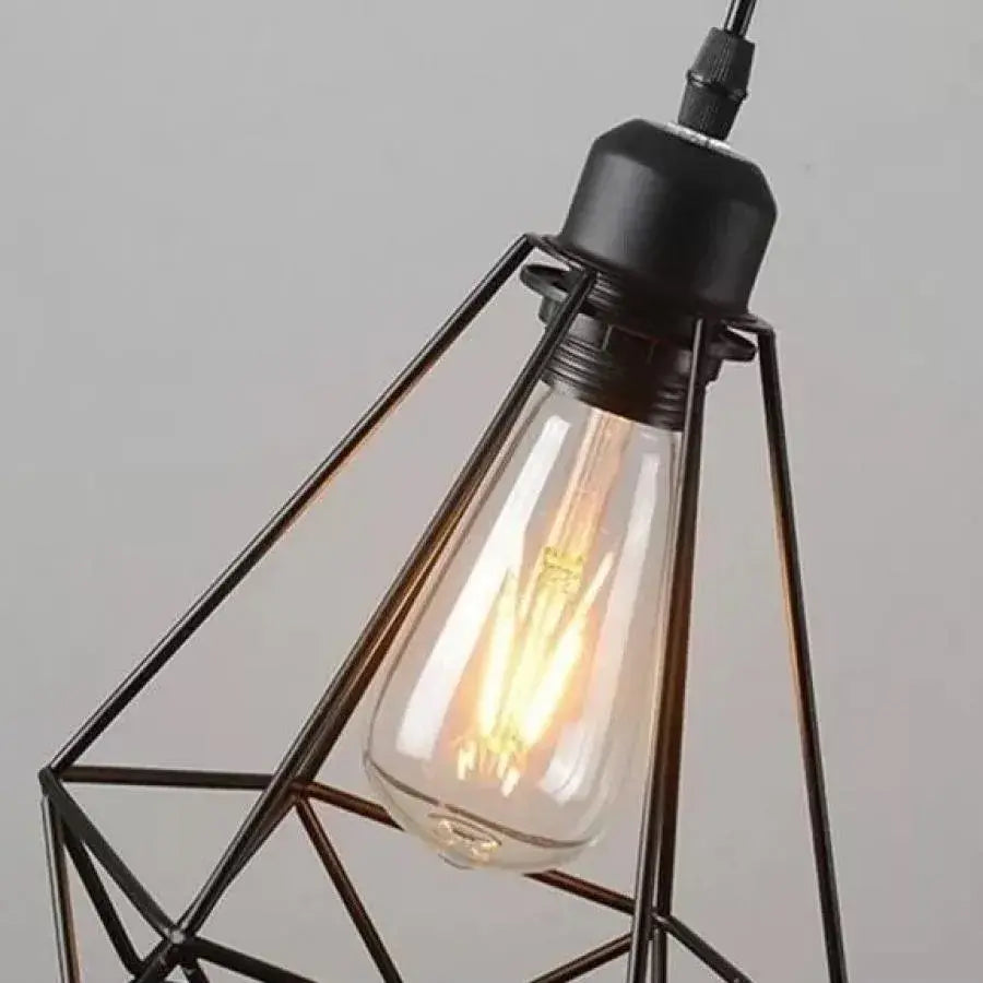 По -улбърна диамантена форма, Struktur, 3xe27, черен, метален