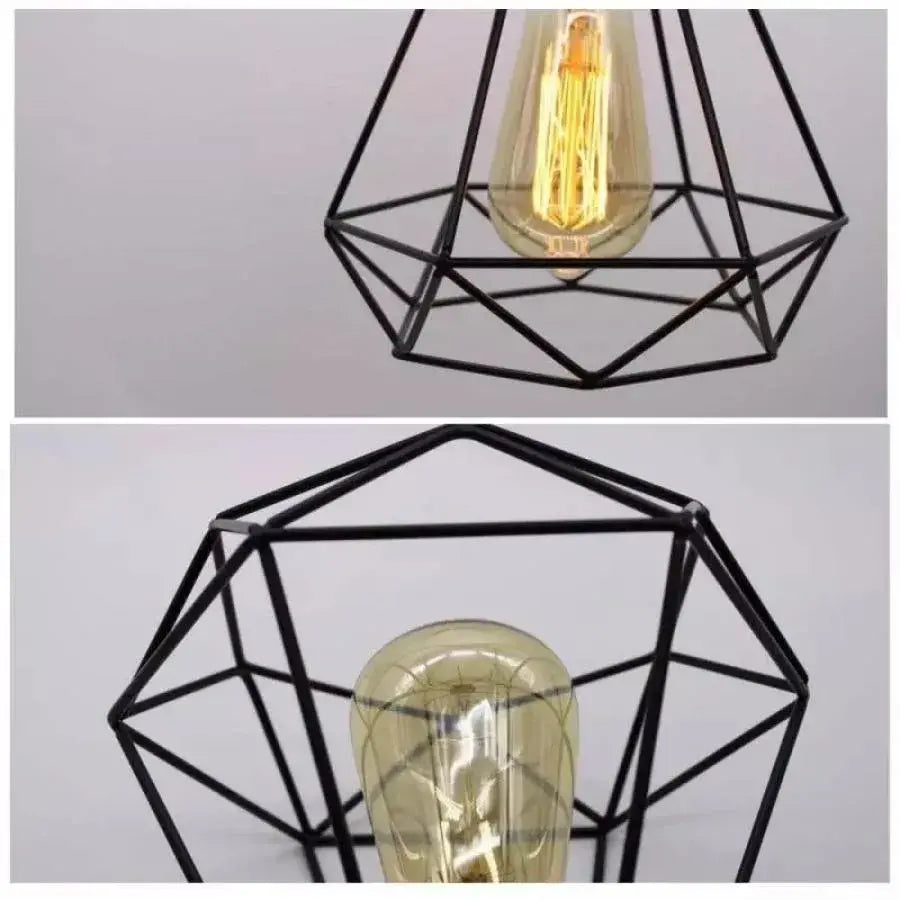 По -улбърна диамантена форма, Struktur, 3xe27, черен, метален