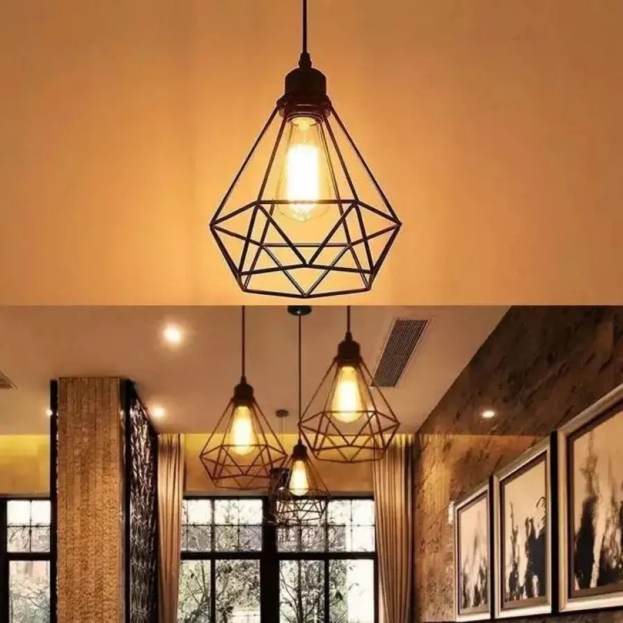 По -улбърна диамантена форма, Struktur, 1xe27, черен, метален