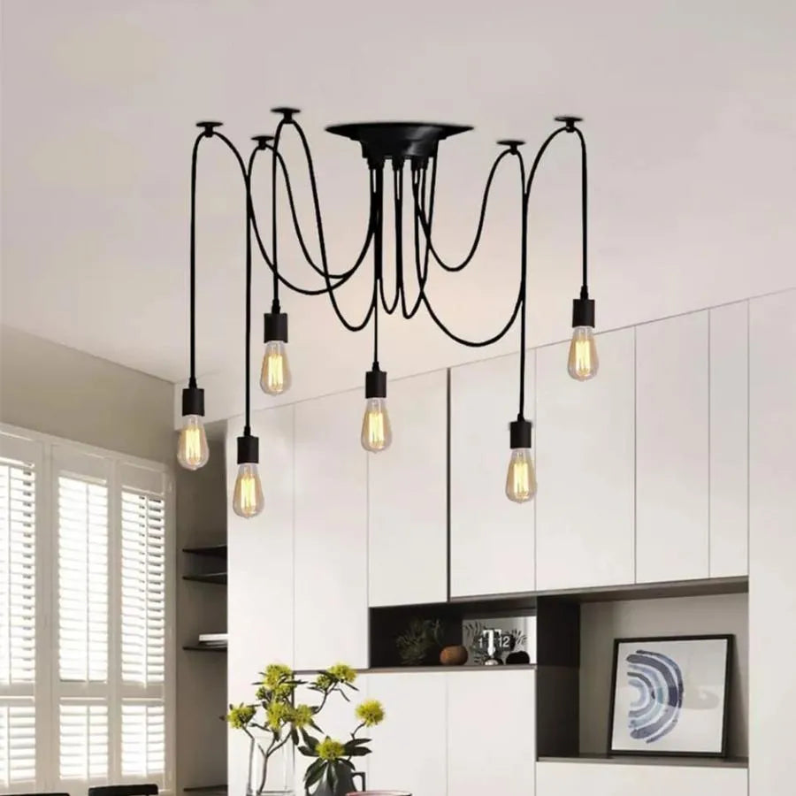 Паякът махал 6*e27, черен, метален