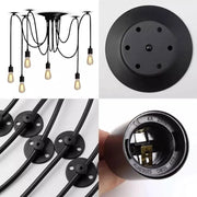 Паякът махал 6*e27, черен, метален