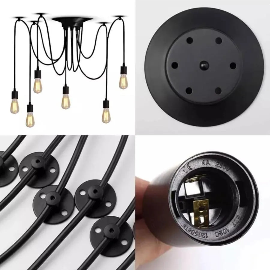 Паякът махал 6*e27, черен, метален