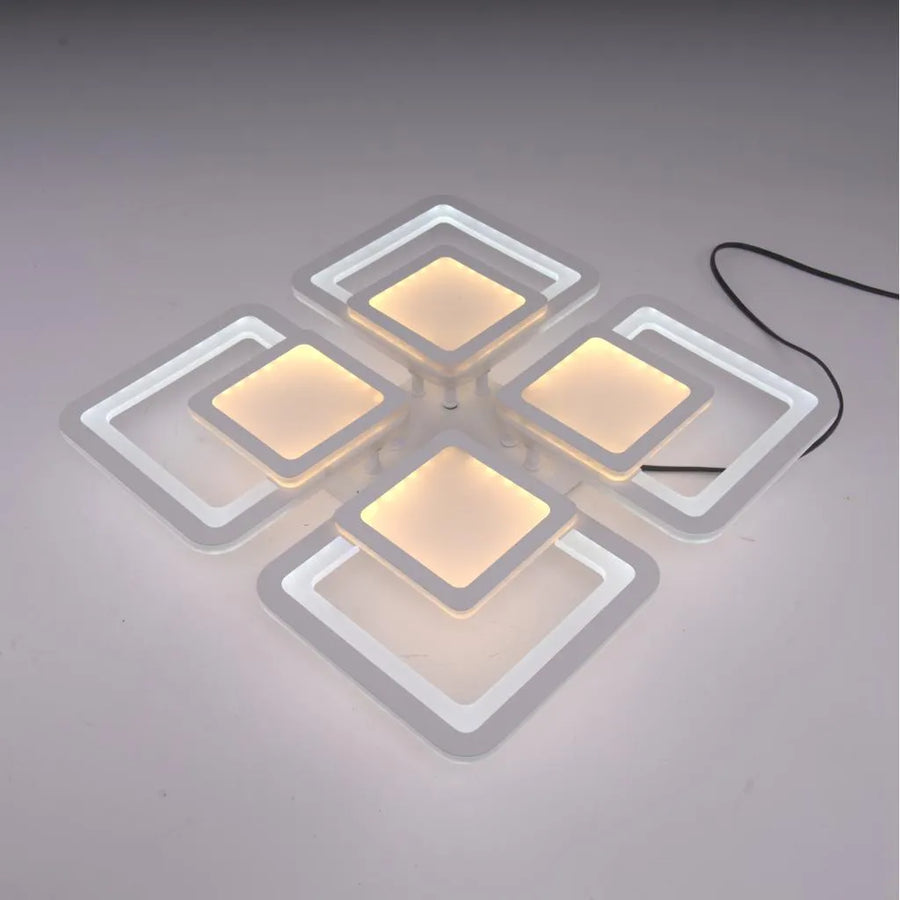 LED полилей със сусамово дистанционно управление 77W, 4 квадрата, студ/гореща/неутрална светлина, нестабилна, бяла