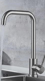 Кухня батерия Моноханд, въртяща се въртяща се патрон от неръждаема стомана сатени фитинги Комплект за фиксиране на фиксирания включен CF002