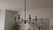 Candelabru Cristal Oliveto 6xE14, Diametru 63cm, Negru, Inaltime Reglabila