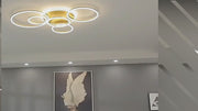 LED полилей с дистанционно дистанционно управление, 5 кръга, 120W, гореща/студена/неутрална светлина, нестабилна, златиста