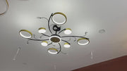 LED полилей с дистанционно управление на Карина, 63W, 8 елемента, гореща/студена/неутрална светлина, недобросъвестно, злато