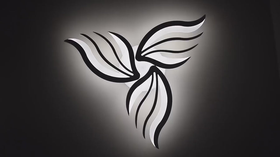 LED полилей със Sakura 37W дистанционно управление, 3 венчелистчета, студ/гореща/неутрална светлина, нестабилна, бяла