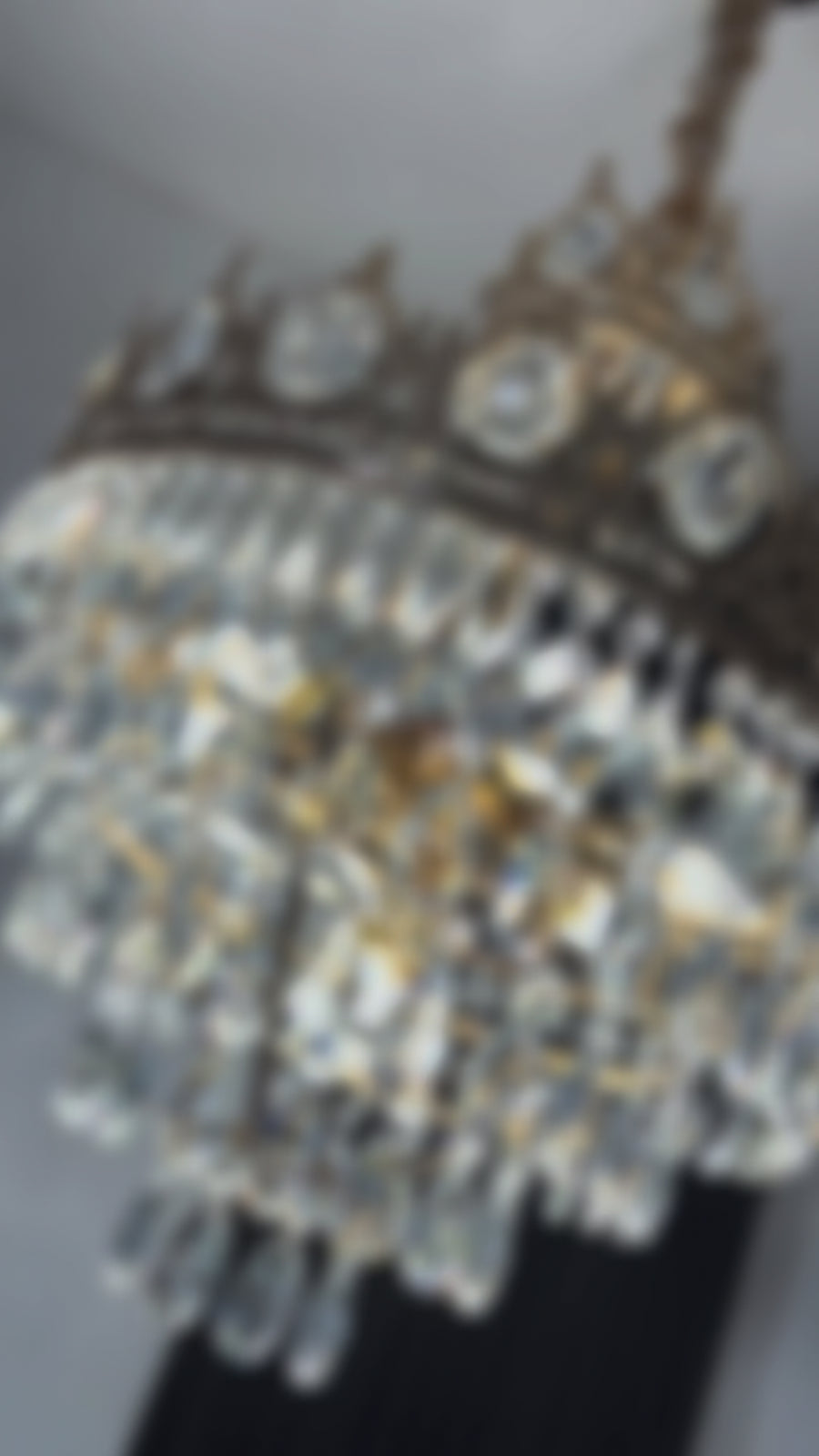 Кристален полилей Royal Petito, 6xe14, диаметър 45 cm, лъскаво злато, регулируема височина