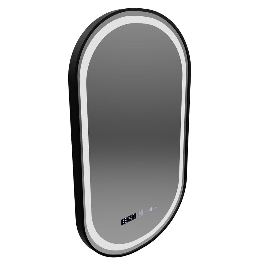 LED огледало Helmut Sensor De-fogging System, Clock and Temperature 50x90 cm Черна рамка Матирана Marcello Funghi