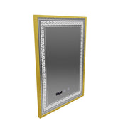 Огледален LED Touch Touch Bruno Заместник отдел, часовник и температура 60x80 cm Сребърна рамка за четка