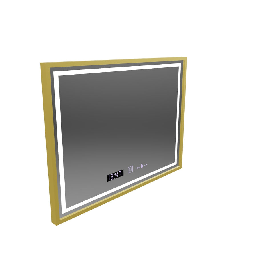 Правоъгълно светодиодно огледало, 80x60см, Royale Gold Motionglow Marcello, Devover, Clock & Thermometer, Dimable
