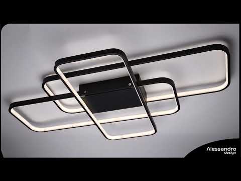 LED полилей с дистанционно управление ос 96W, 3 елемента, студена/гореща/неутрална светлина, нестабилна, черна