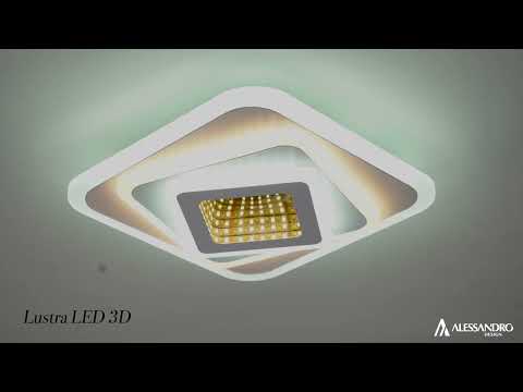 LED LED LED 3D 45W, квадратна, студена/гореща/неутрална светлина, бяла
