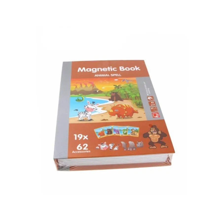 Книга от тип пъзел магнитна книга Vraja Saltic Animals, 62 парчета и 19 карти, многоцветни