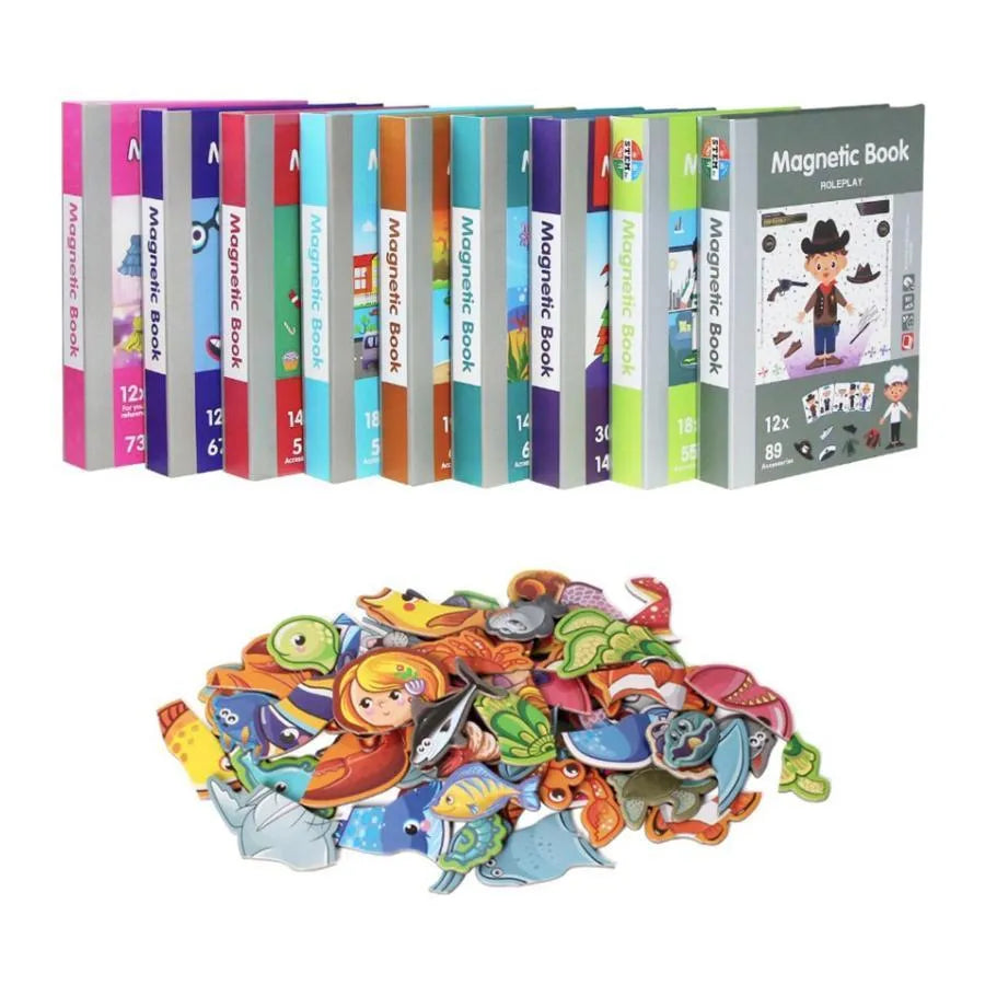 Книга от тип пъзел магнитна книга Vraja Saltic Animals, 62 парчета и 19 карти, многоцветни