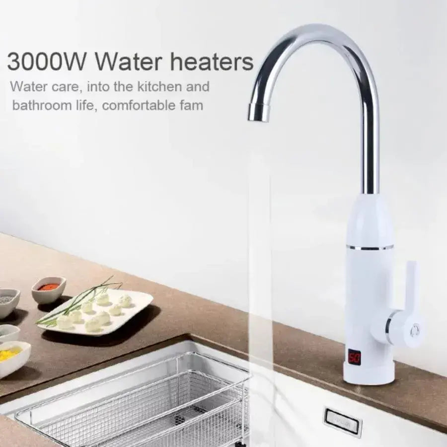 Незабавен електрически кран за гореща вода, LCD дисплей, бял, LZ-501x