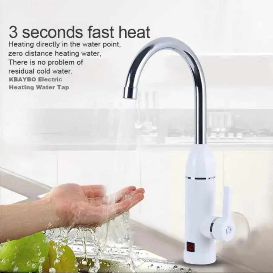 Незабавен електрически кран за гореща вода, LCD дисплей, бял, LZ-501x