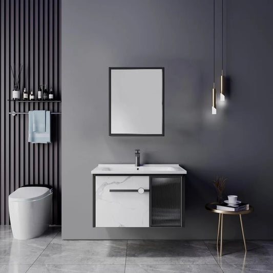 Комплект мебели за баня 60x47cm 3 бели -бели парчета