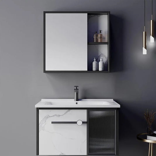 Комплект мебели за баня 80x47cm 3 бели -бели парчета